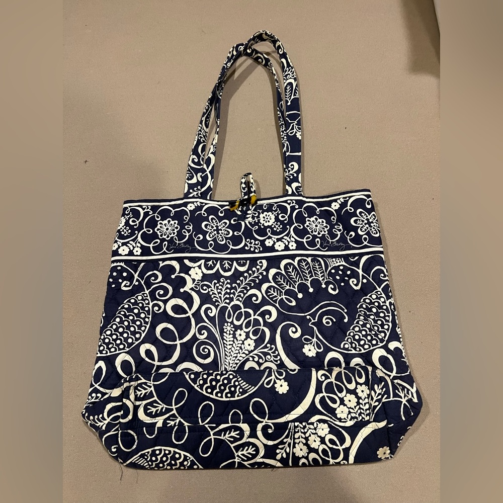 Vera Bradley Tote Swirly Birds Navy